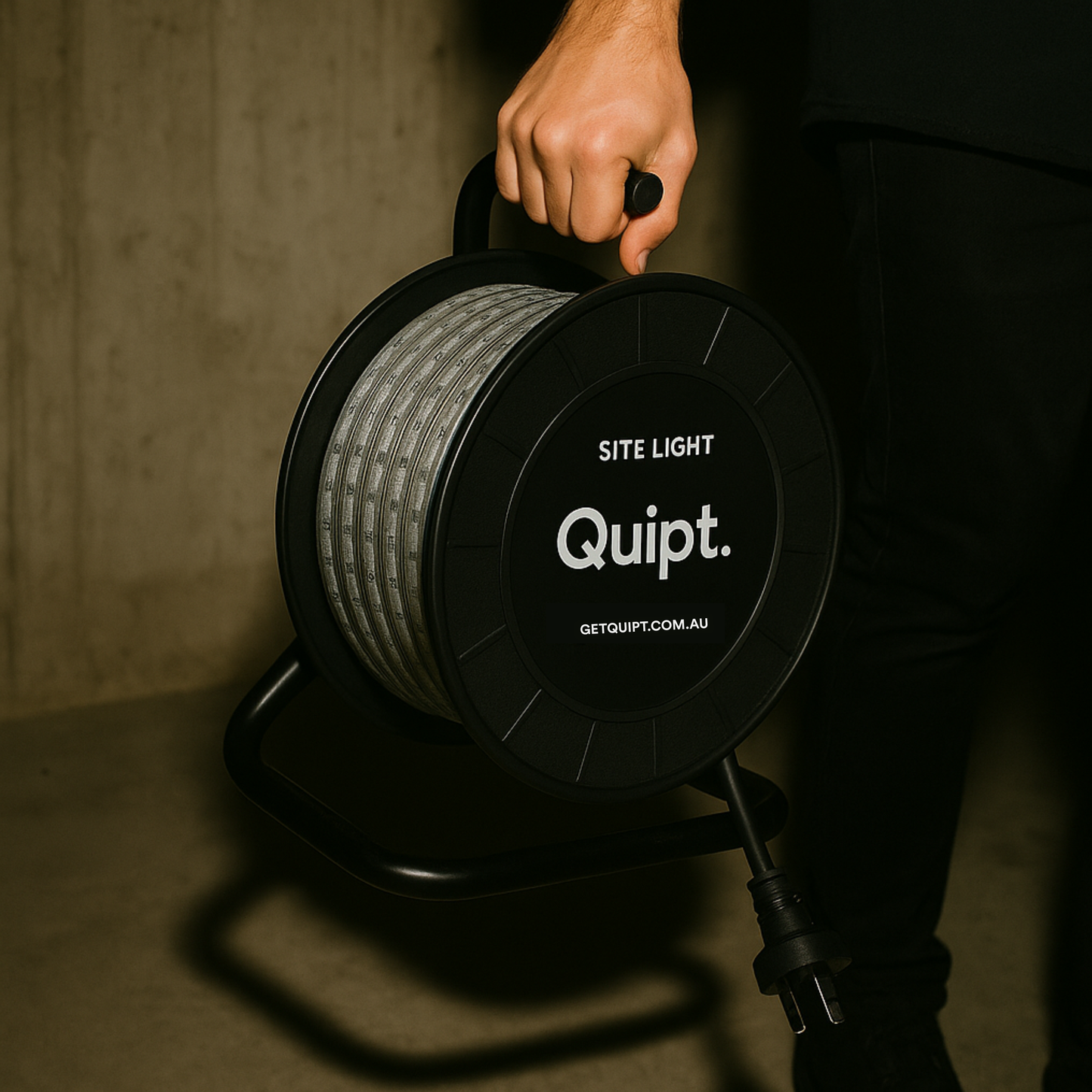 Site Light LED plug-in on portable reel for better construction lighting