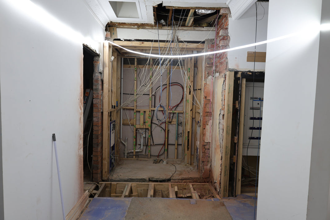 demolition site with led strip worklight