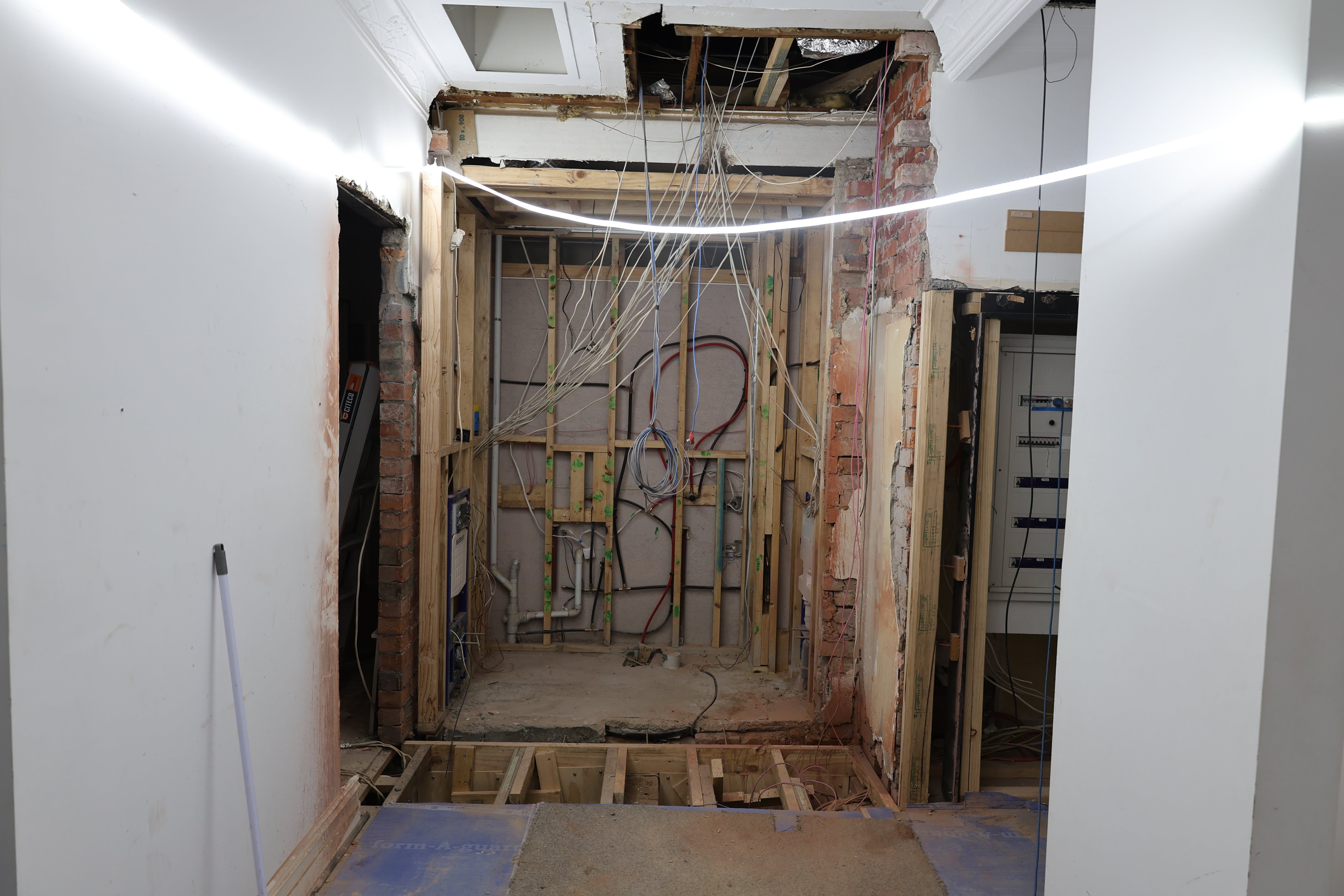 demolition site with led strip worklight