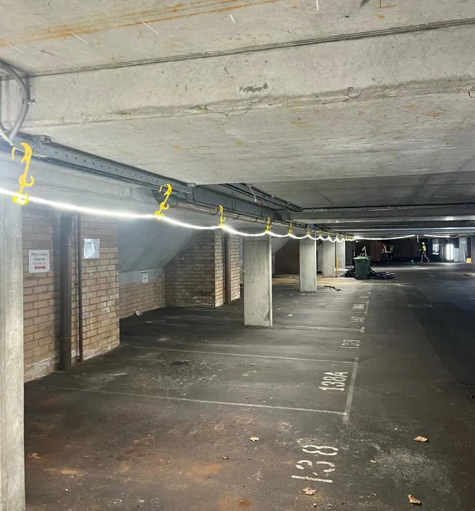 led site light setup in basement