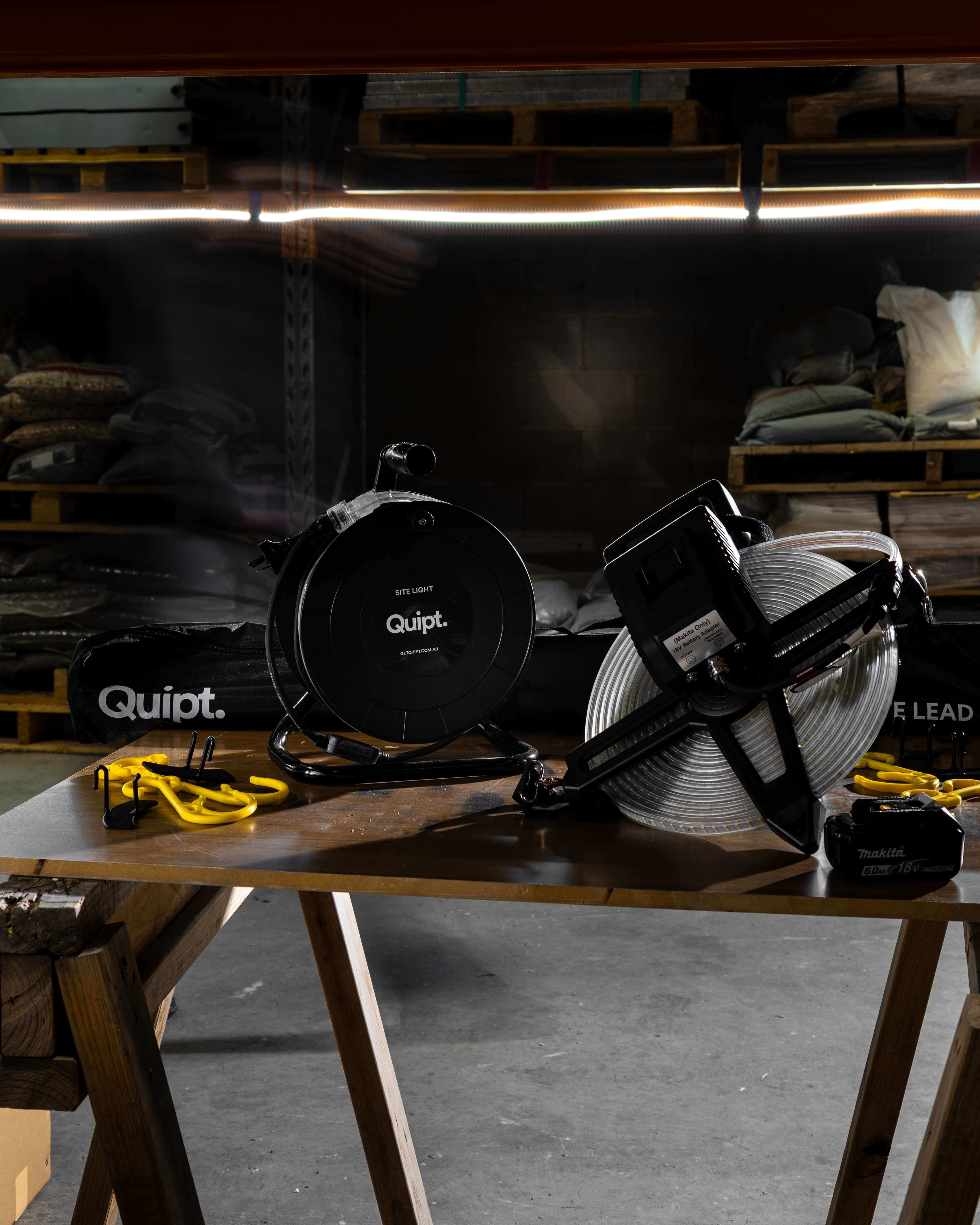 site light LED strip lights on reels for construction