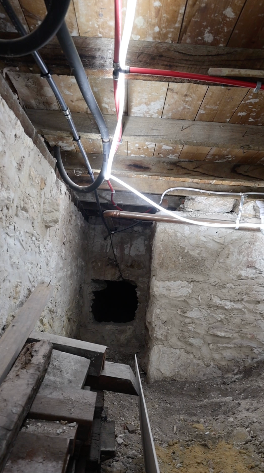 led light strip lighting up a basement work area